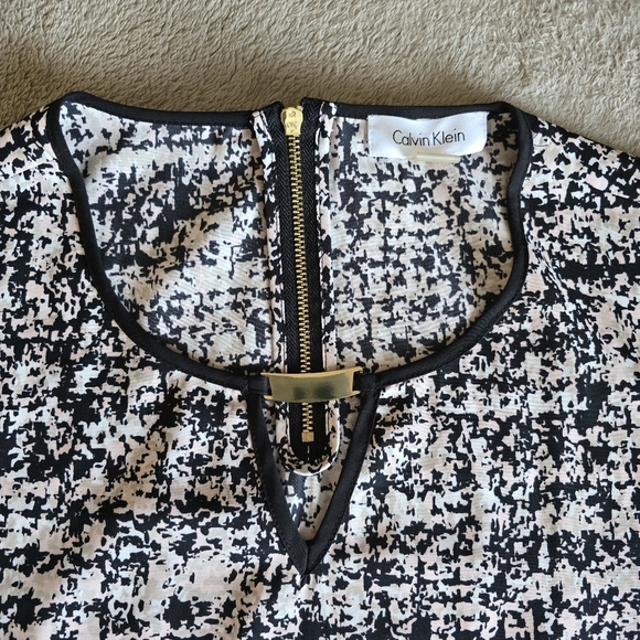 Calvin Klein pink and white sleeveless blouse black trim size large - Picture 7 of 12